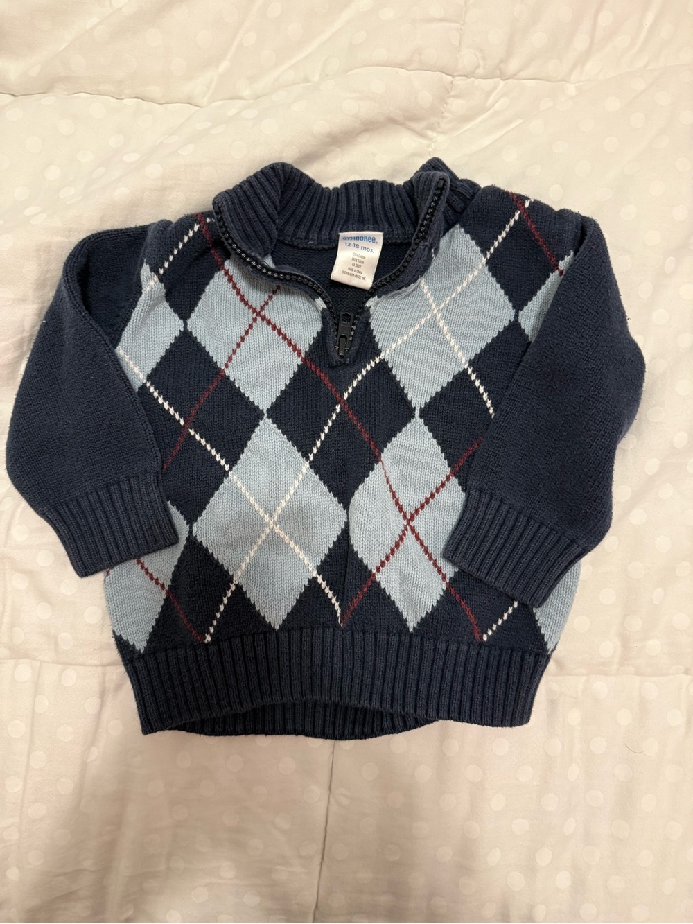 Gymboree Navy and Light Blue Argyle Half-Zip Sweater